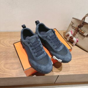 hermes bouncing sneaker nude orange suede and calf leather