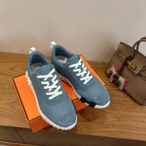 hermes bouncing sneaker blue suede calf leather with mesh (copy)