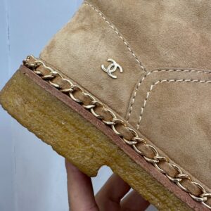 Chanel-style-sheepskin-snow-boots-black-toe-front-view 