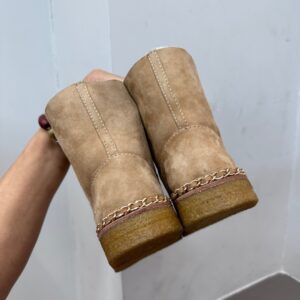 Chanel-style-sheepskin-snow-boots-black-toe-front-view 